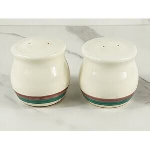 Pfaltzgraff Salt & Pepper Shakers Juniper 3" Stoneware 90's Green Mauve Vintage